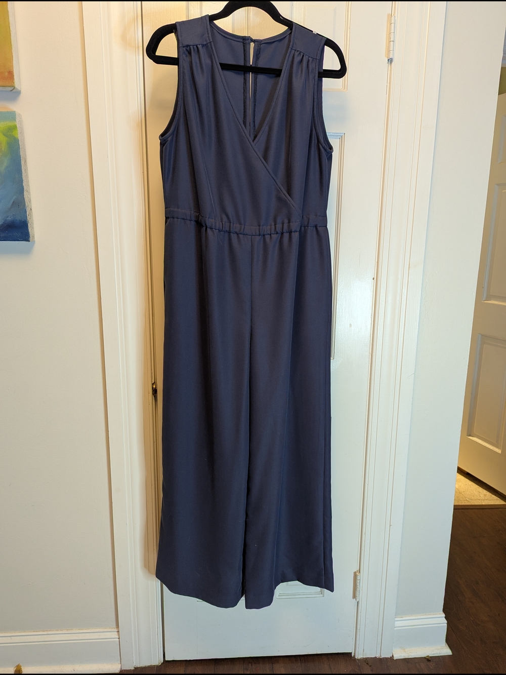 Sleeveless V-Neck Wide Leg Jumpsuit in "Old Blue" Navy